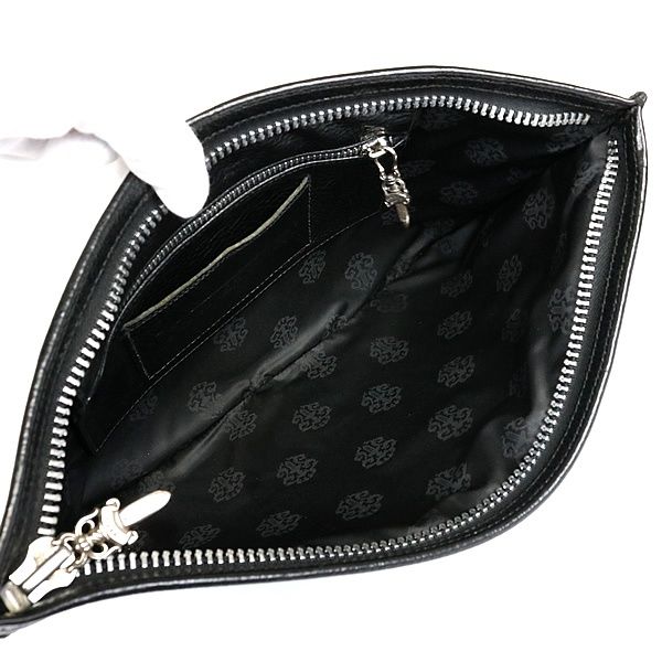 クロムハーツ　ブラックレザー フラットポーチ CHROME HEARTS 銀座店 クロムハーツ フラットポーチ