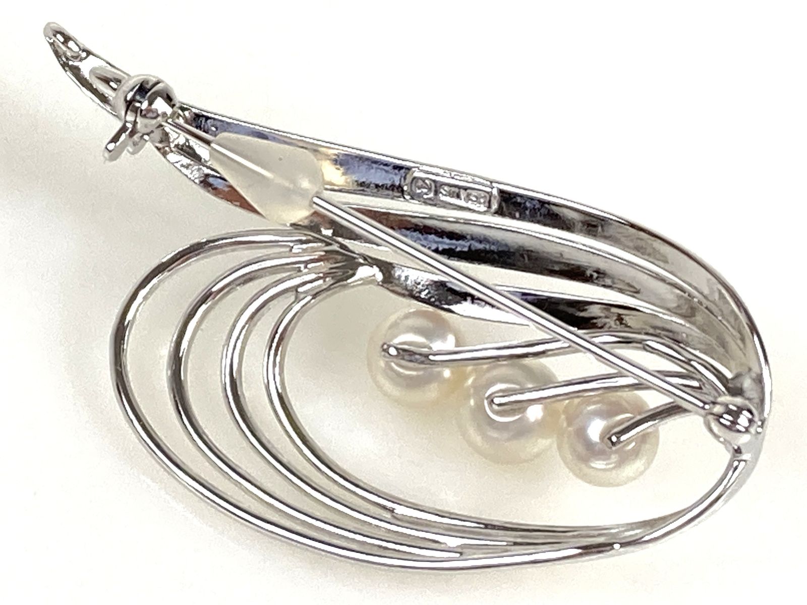 美品 タサキ 田崎真珠 TASAKI 3Pパール 6㎜／7㎜玉 ピンブローチ