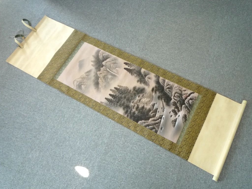 美術品・アンティーク・コレクション 旧家蔵出 掛軸 玉泉 水墨 山水