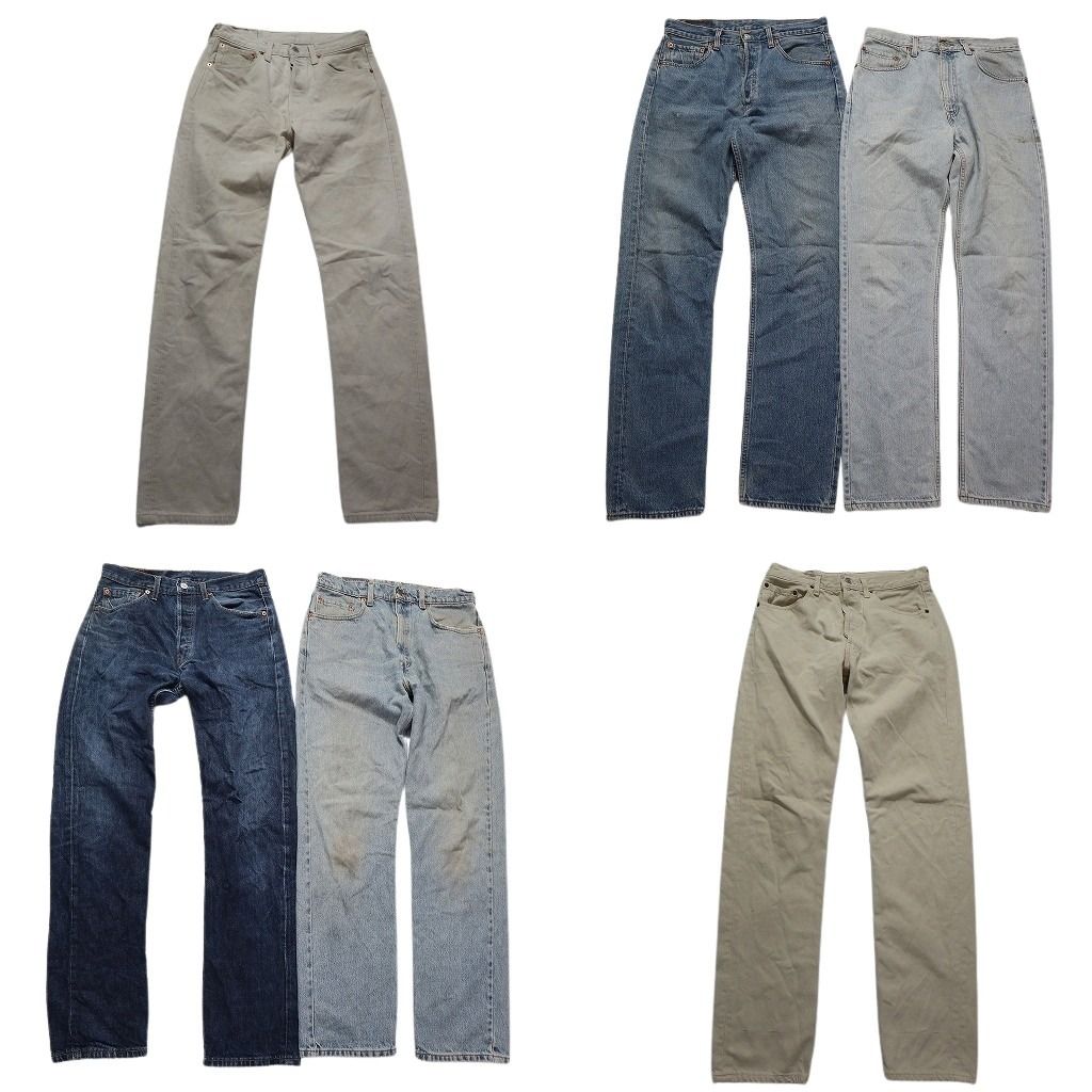 古着卸 まとめ売り リーバイス 紙タグ デニム パンツ 6枚セット メンズ 32 |33 カラー インディゴ ヒゲ フェード 古着 NC1333