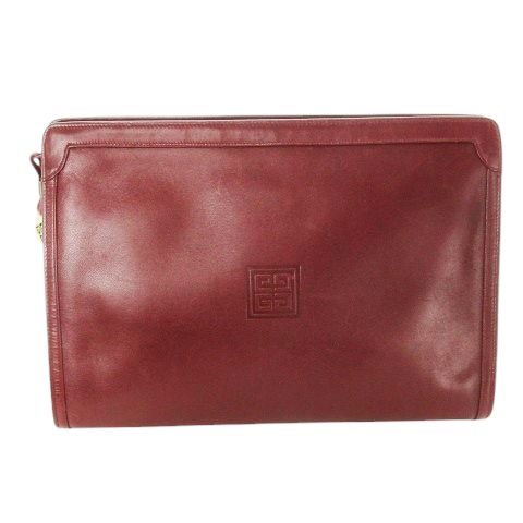 ジバンシィ GIVENCHY Sac GIVENCHY ヴィンテージ セカンドバッグ クラッチバッグ レザー 革 ロゴ型押し 赤 レッド CK1 GY18