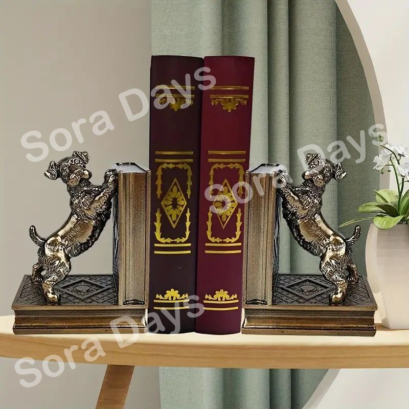 ブックエンド 犬 2個セット ブロンズレジン製 犬モチーフ 本立て おしゃれ かわいい インテリア 北欧 アートブックスタンド 春 夏 季節装飾 アンティーク風 書斎 デスク 本棚 オフィス インテリア雑貨 プレゼント ギフト バレンタイン イースター SKLAD-KIRPICHA_RU