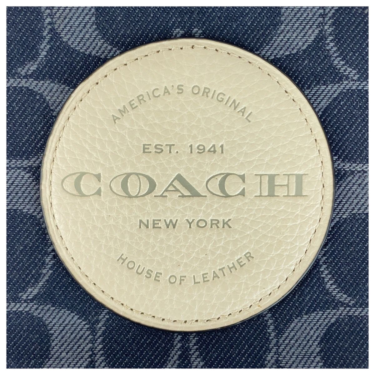 美品 COACH コーチ シグネチャー ネイビー ホワイト ゴールド金具 キャンバス/レザー E2111-C4583 ショルダーバッグ ポシェット 504995【】