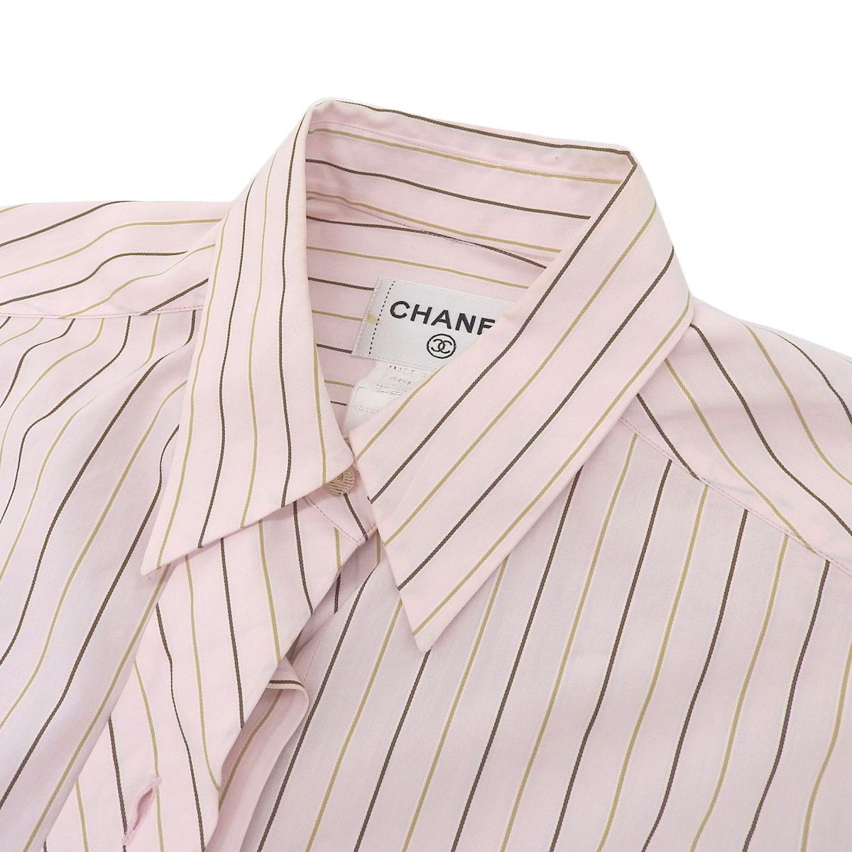 4162) シャネル CHANEL カッターシャツ ストライプ 長袖 コットン