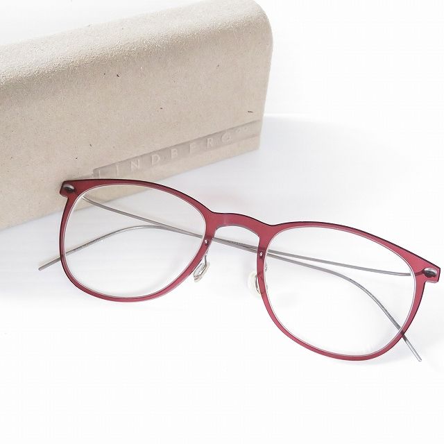 anzg リンドバーグ LINDBERG メガネフレーム081|B2D1 6529 47□20 140 デンマーク製 赤 シルバー 度入りレディース 943893