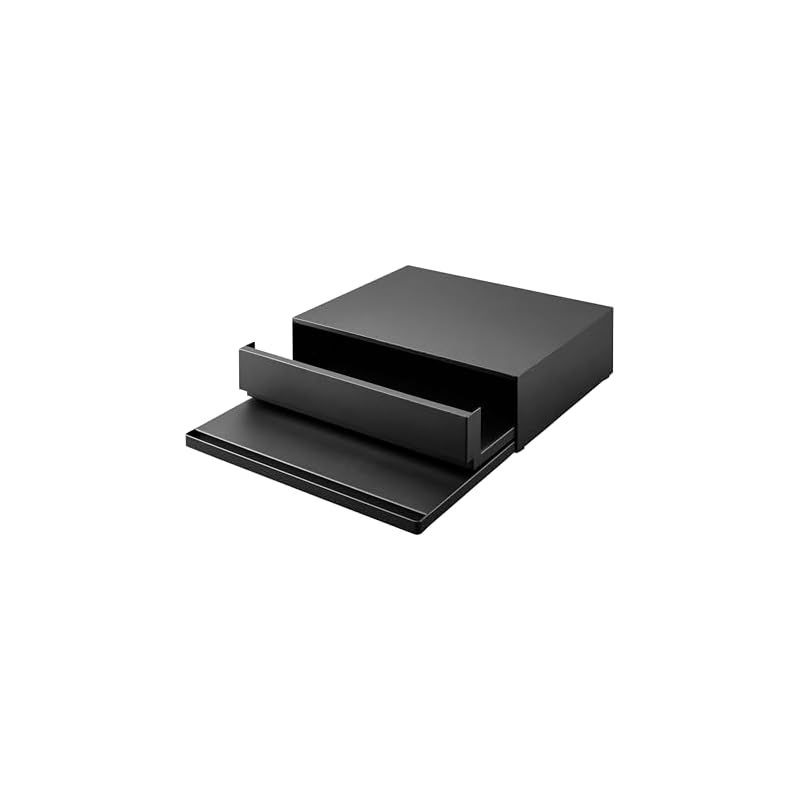 山崎実業(Yamazaki) 【 完成品 ストッパーのみ要取付 】 ツーウェイ キッチン 家電下引き出し ＆ スライドテーブル ブラック 約W45×D39.3～64×H13.5cm タワー tower スライド棚付き 小物収納 ちょい置