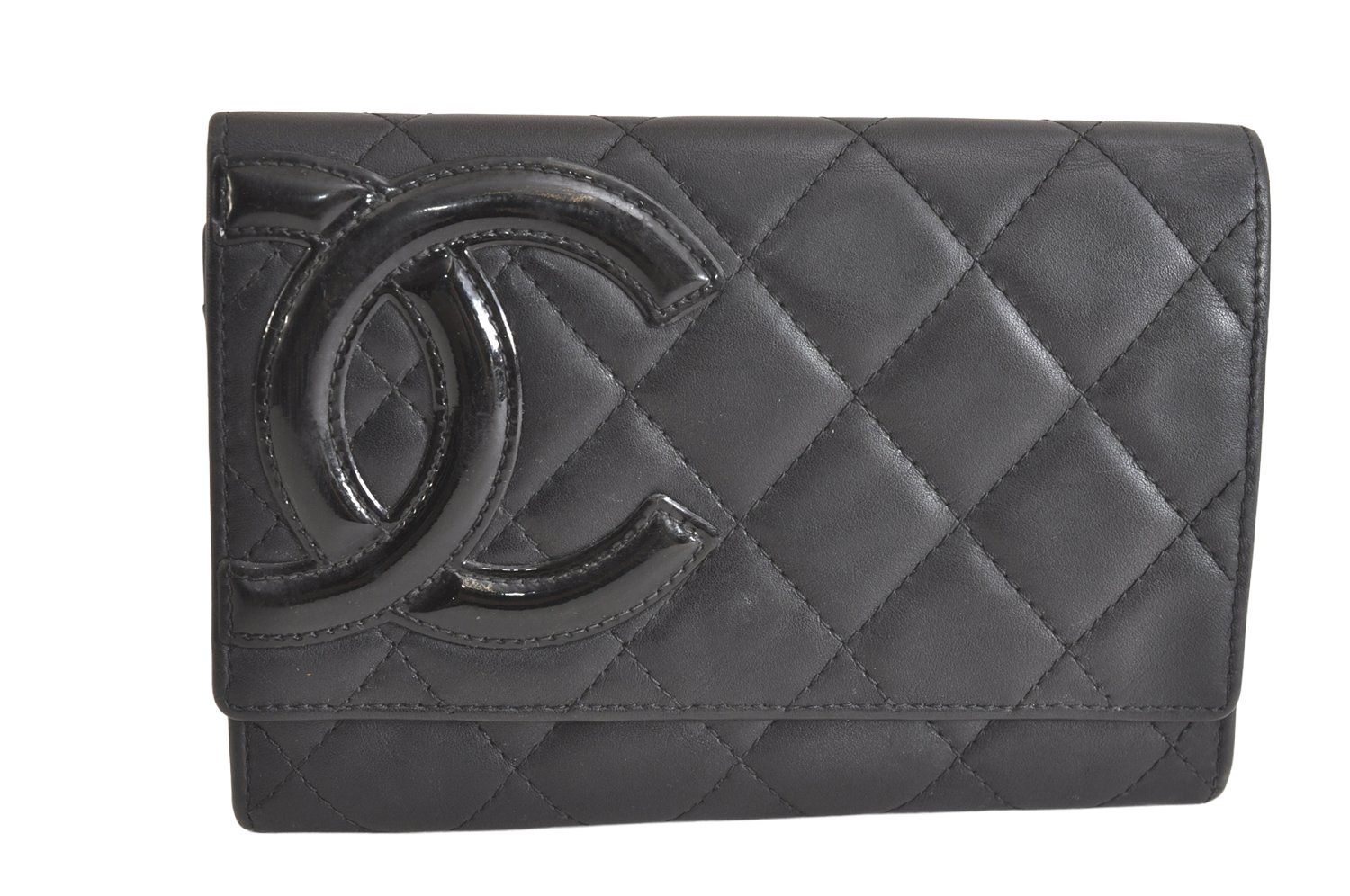 CHANEL シャネル カーフスキン カンボン ライン CC 二つ折り財布 財布 ブラック 2789N