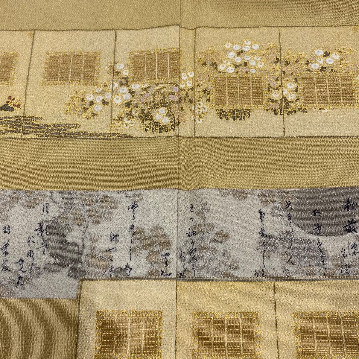 色留袖 身丈159cm 裄丈67cm M 袷 松尾光琳 落款 四季草花図 金銀