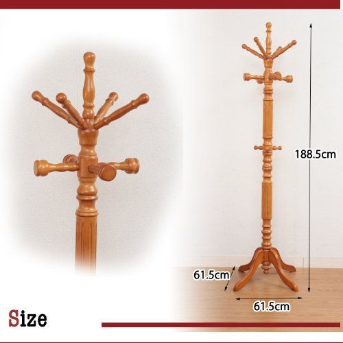新着商品 イタリアン ハンガーラック コートハンガー 幅45.5×奥行45.5×高さ188.5cm ブラウン 天然木 不二貿易 上部回転 組立工具不要 46081