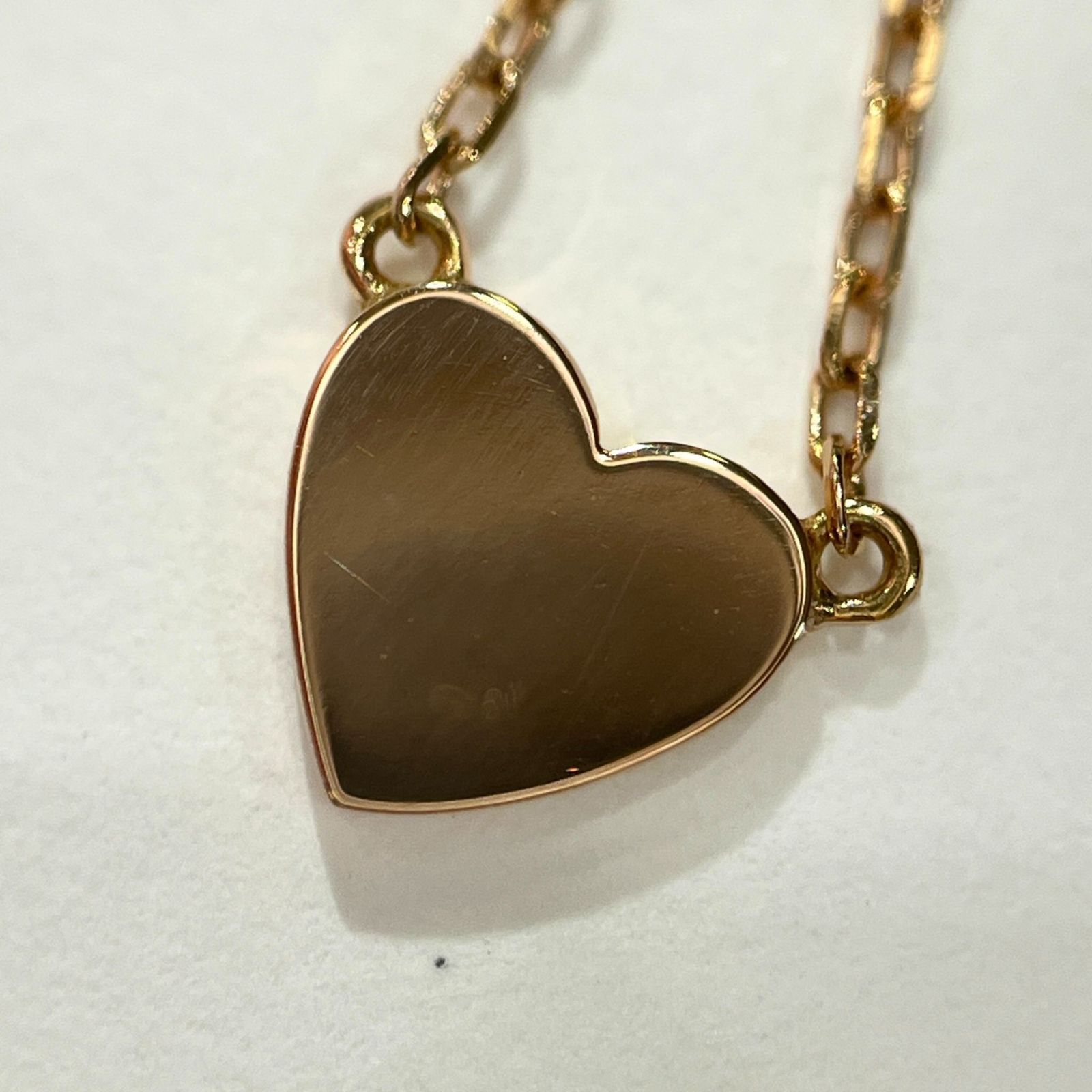 美品?AHKAH アーカー K18 ダイヤモンド 0.005ct ハート ネックレス 