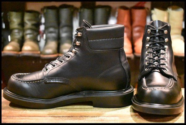【8.5E 美品 23年】レッドウィング 8133 スーパーソール 黒 ブラッククローム モックトゥ 編み上げ ブーツ redwing HOPESMORE【FA319】