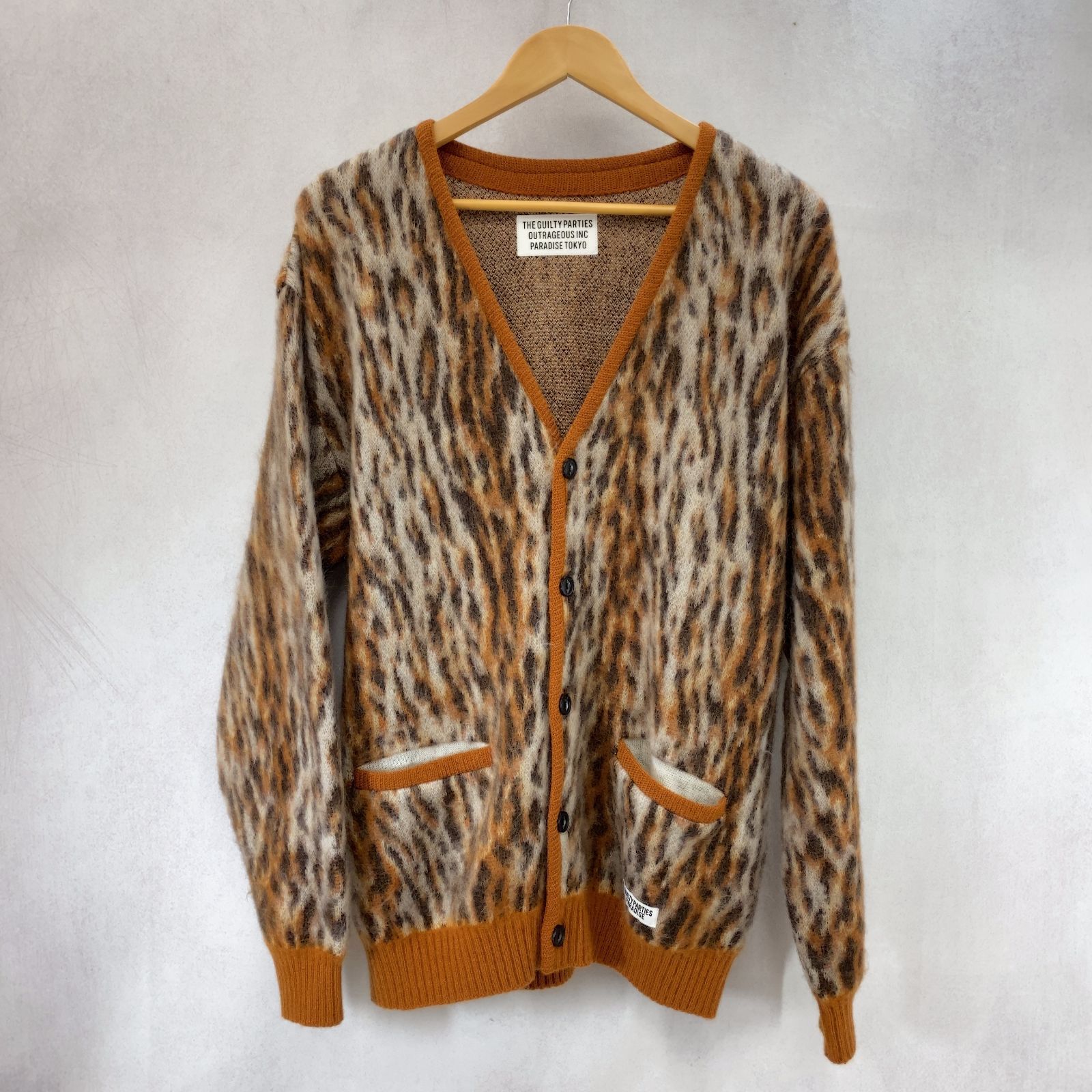 美品 WACKO MARIA ワコマリア GUILTY PARTIES LEOPARD MOHAIR CARDIGAN レオパード モヘア カーディガン  Ｖネックカーディガン ニット M ブラウン オレンジ モヘヤ 豹柄 メンズ - メルカリ