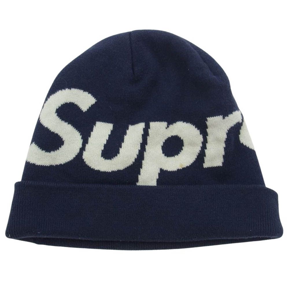 Supreme ニット帽 ネイビー ロゴ入り 【公式通販】