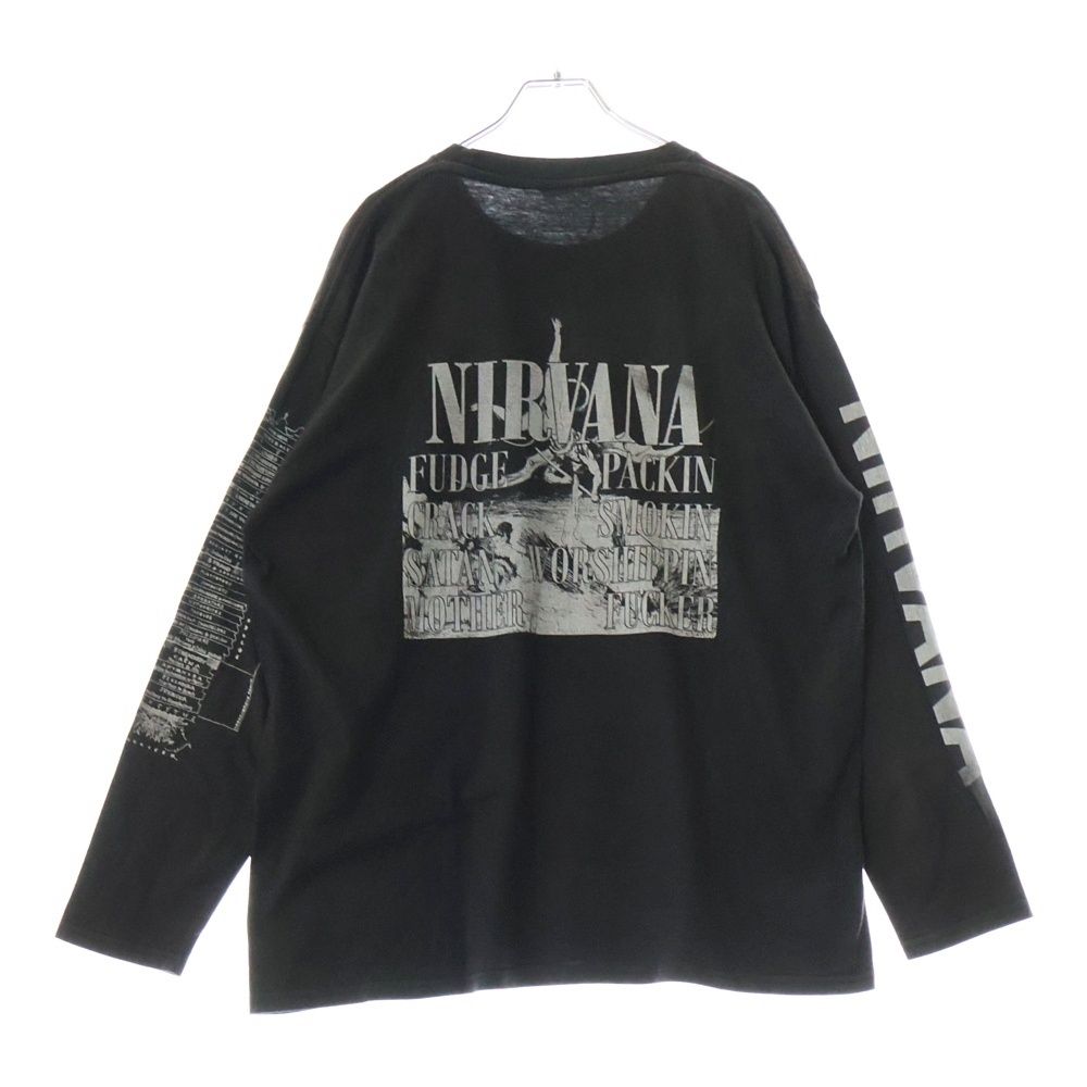 NIRVANA】 長袖カットソー 黒 GILDAN Smells Like Nirvana 長袖