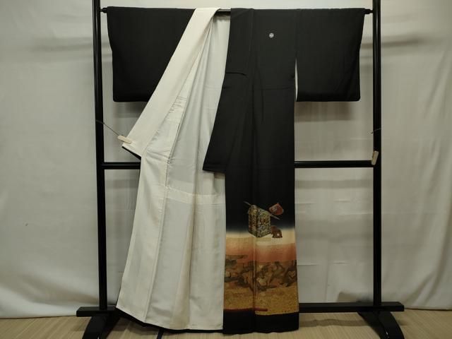 平和屋着物□豪華黒留袖 作家物 螺鈿 群鶴文 暈し染め 金彩 正絹