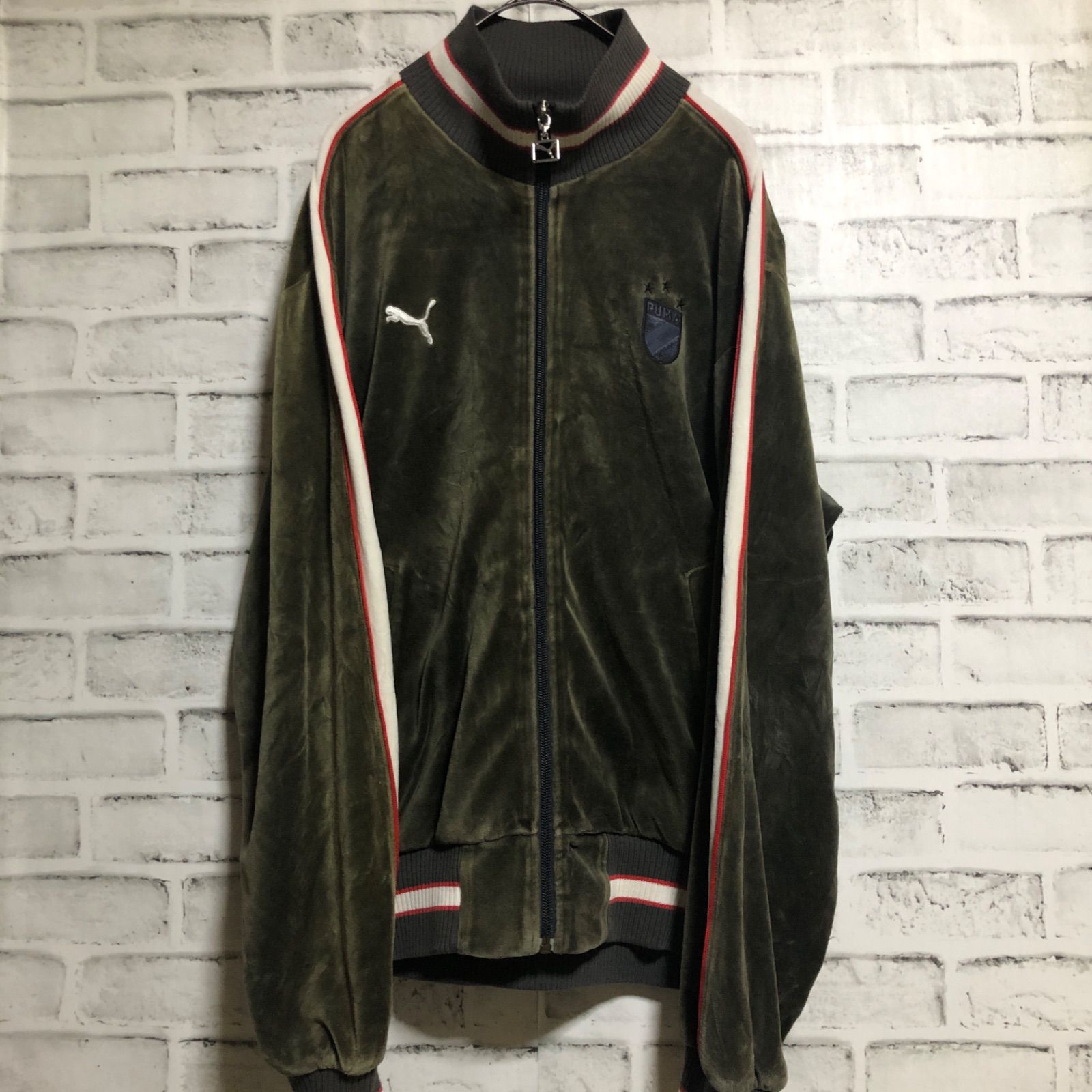 希少XL⭐️PUMA トラックジャケット/ジャージ ベロア 刺繍ワッペンロゴ 