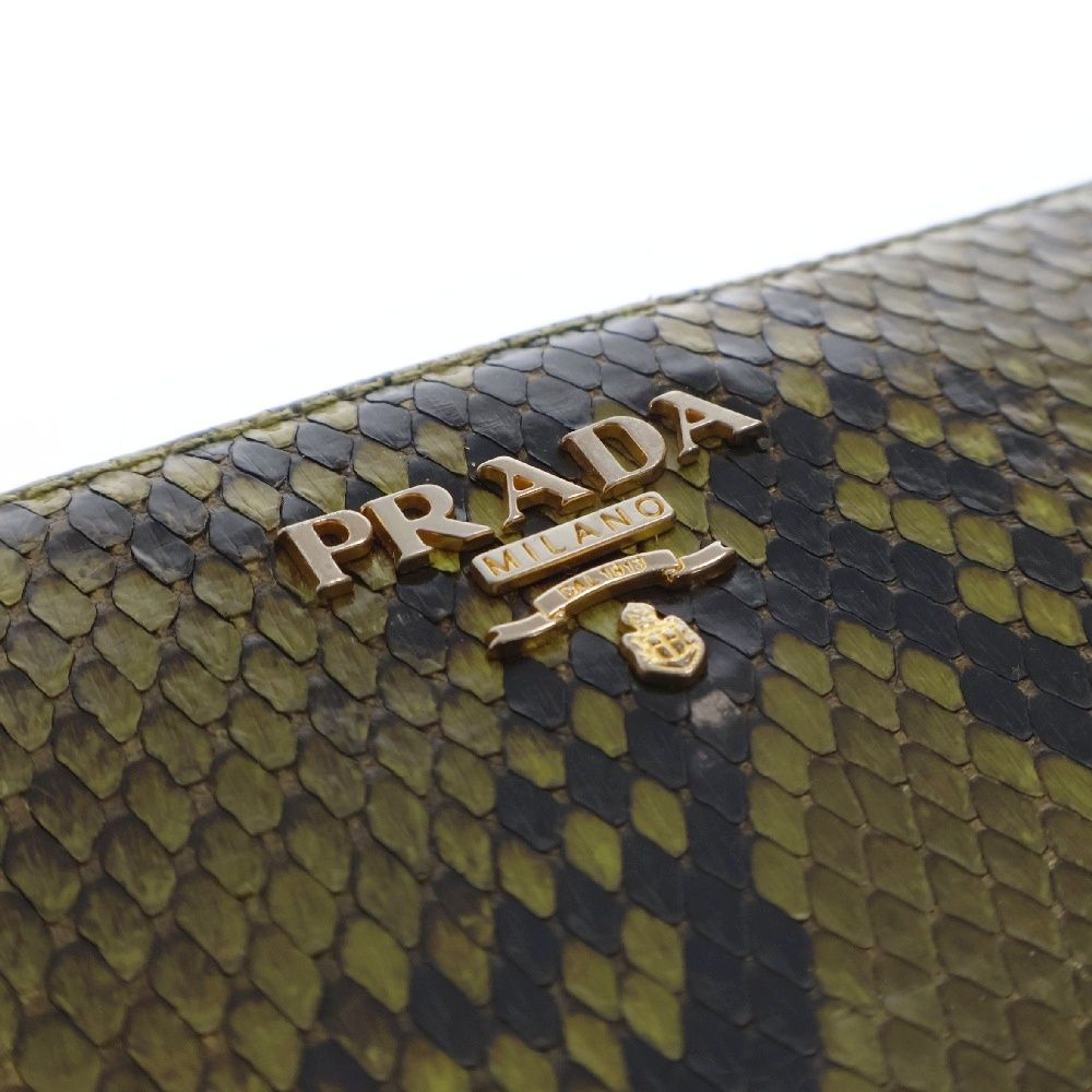 プラダ パイソン 長財布 PRADA 蛇革 PRADA プラダ ラウンド長財布 パイソンレザー【430】2143700140183 の