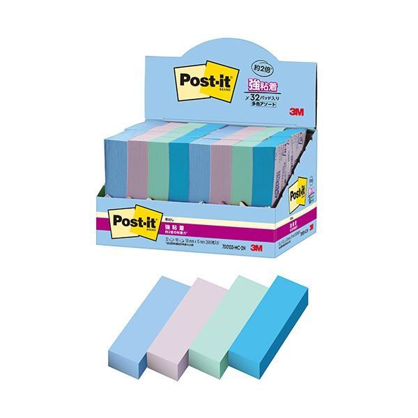 まとめ 3Mポスト イット 強粘着見出し マルチカラー2 50×15mm 4色 7001SS-MC-2N 1パック 32冊 ×3セット