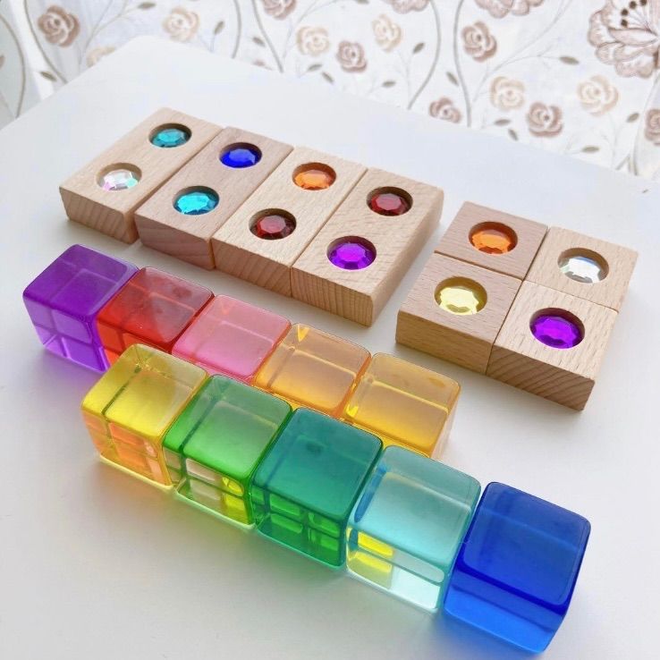 アクリルキューブ 10個 ジュエルブロック 8個 子供 つみき おもちゃ