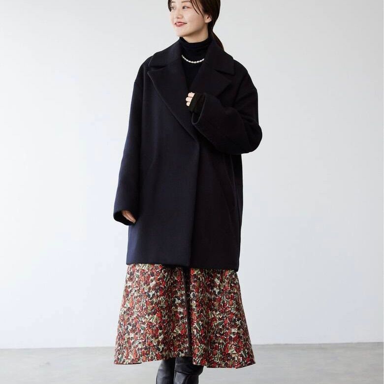 イエナ マンテコ コクーン ショートコート ダークネイビー サイズ38