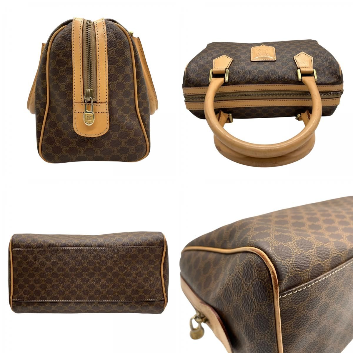 ✨セリーヌ ミニボストン マカダム柄 トリオンフ ゴールド金具 レザー 本革 セリーヌ レザー トリオンフ ゴールド金具 ミニボストン 美品