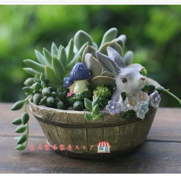 多肉植物 寄せ植え そのまま飾れる‪ ꪔ̤̮\"ブリキうさぎ鉢No.3 多肉植物 寄せ植え そのまま飾れる‪ ꪔ̤̮