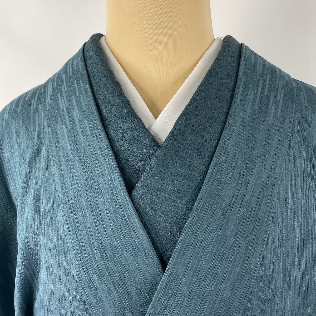 道中着 身丈107cm 裄丈65.5cm M 和装コート 着物衿 若松 金糸 刺繍 藍  