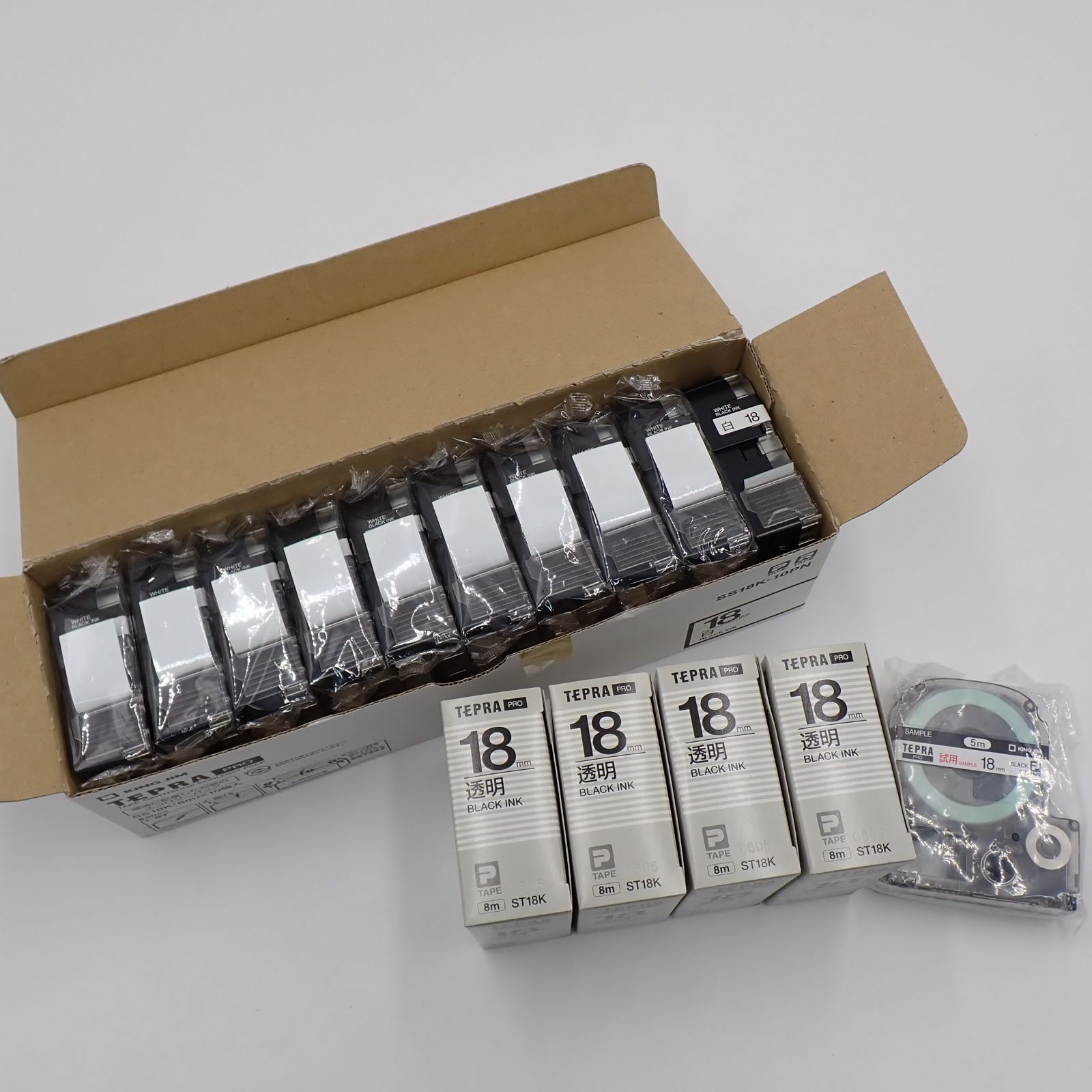 ♥品 KING JIM キングジム テプラ SS18K テープ 白 18mm幅 長さ8m 合計14個 少々使用品1個おまけ 14722
