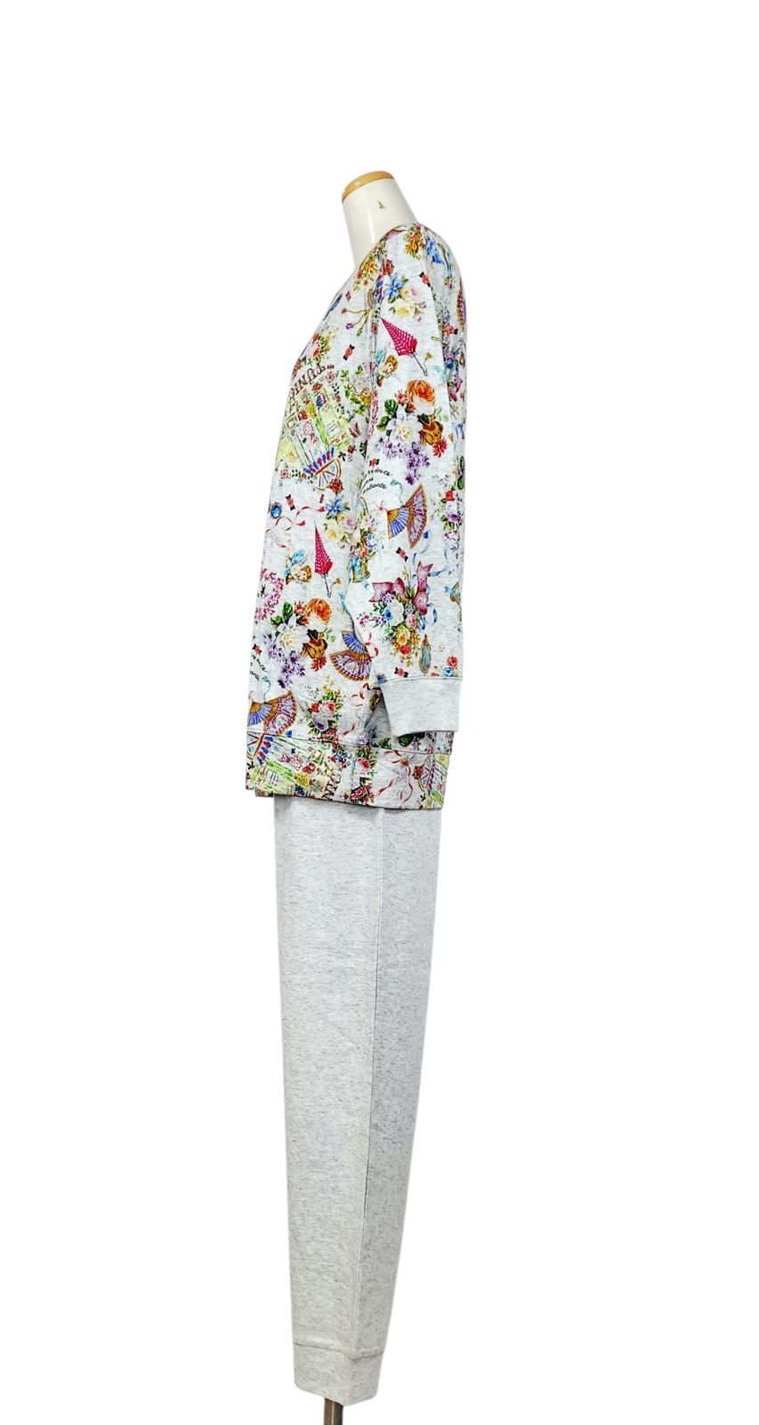 鴨居羊子パジャマ TUNIC 秋物 長袖トレーナーパジャマ 40接結リースエンジェル 23434 グレー色 DECORATOM_COM_BR