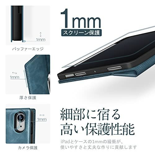 ダークブルー Antbox iPad Air54 ケース ペンシル収納 オートスリープ ...