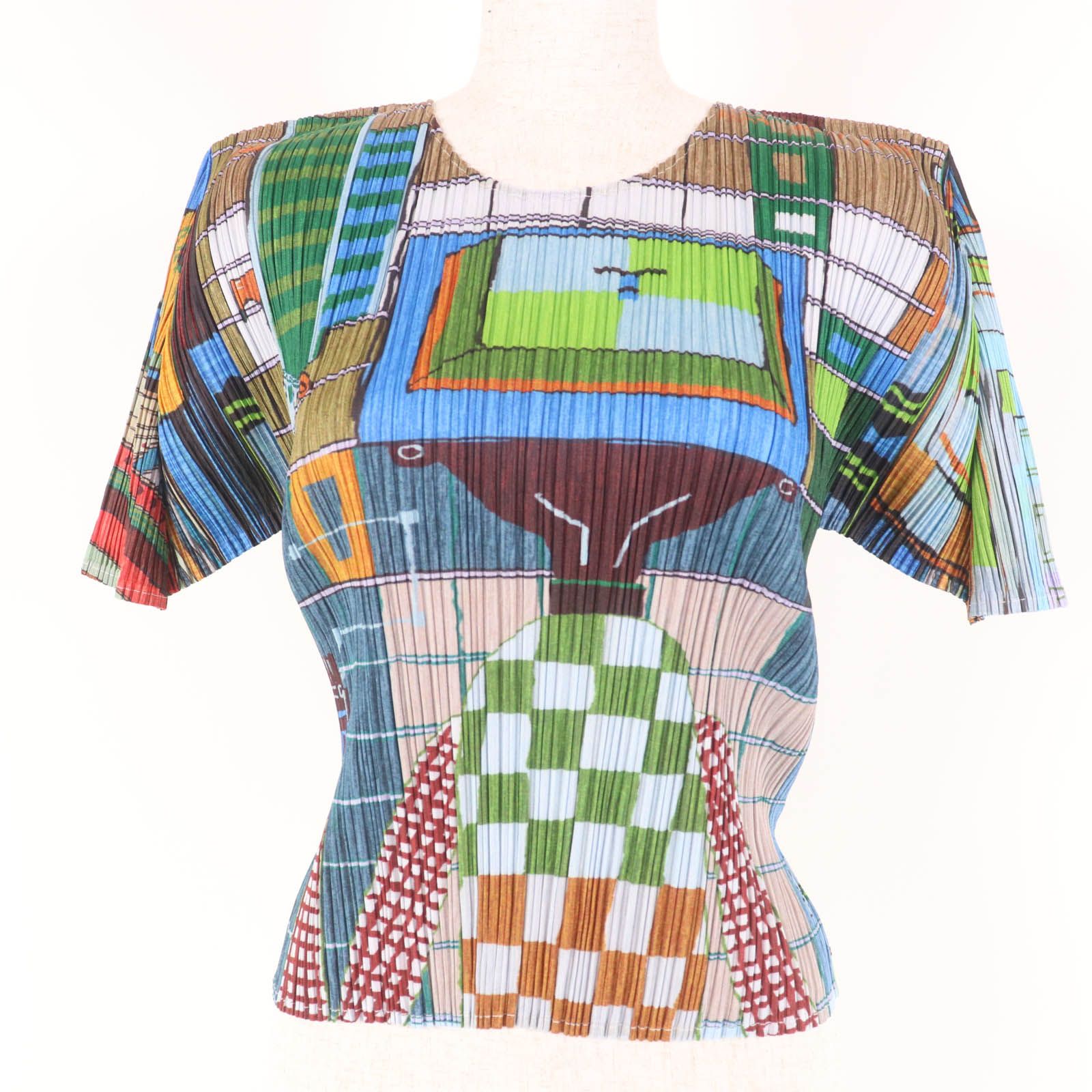PLEATS PLEASE プリーツプリーズ イッセイミヤケ PP14-JK142 総柄プリント 半袖 カットソー マルチ 3 レディース