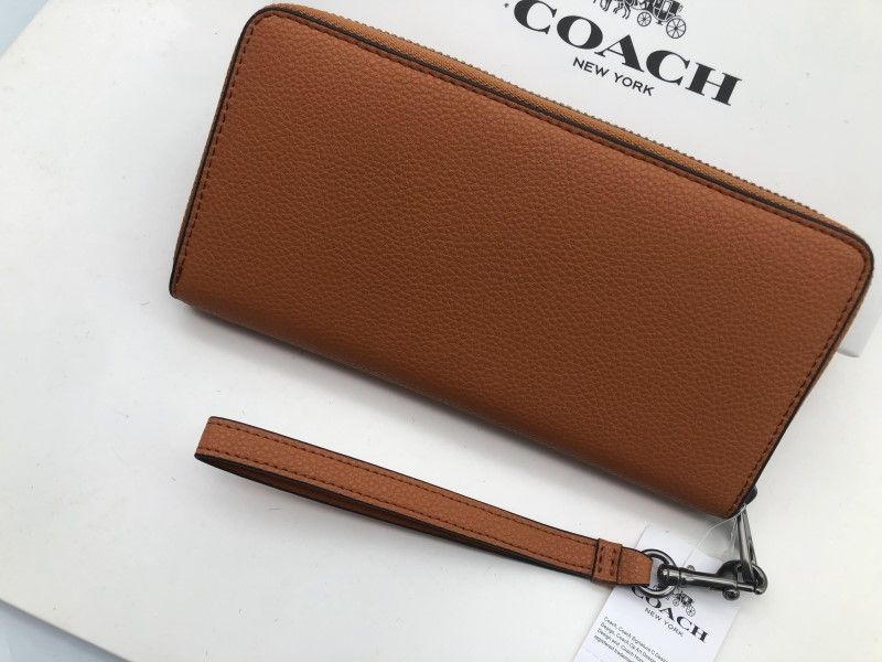 コーチ COACH 長財布 財布 ブラウン ロング ジップ ストラップ付き 