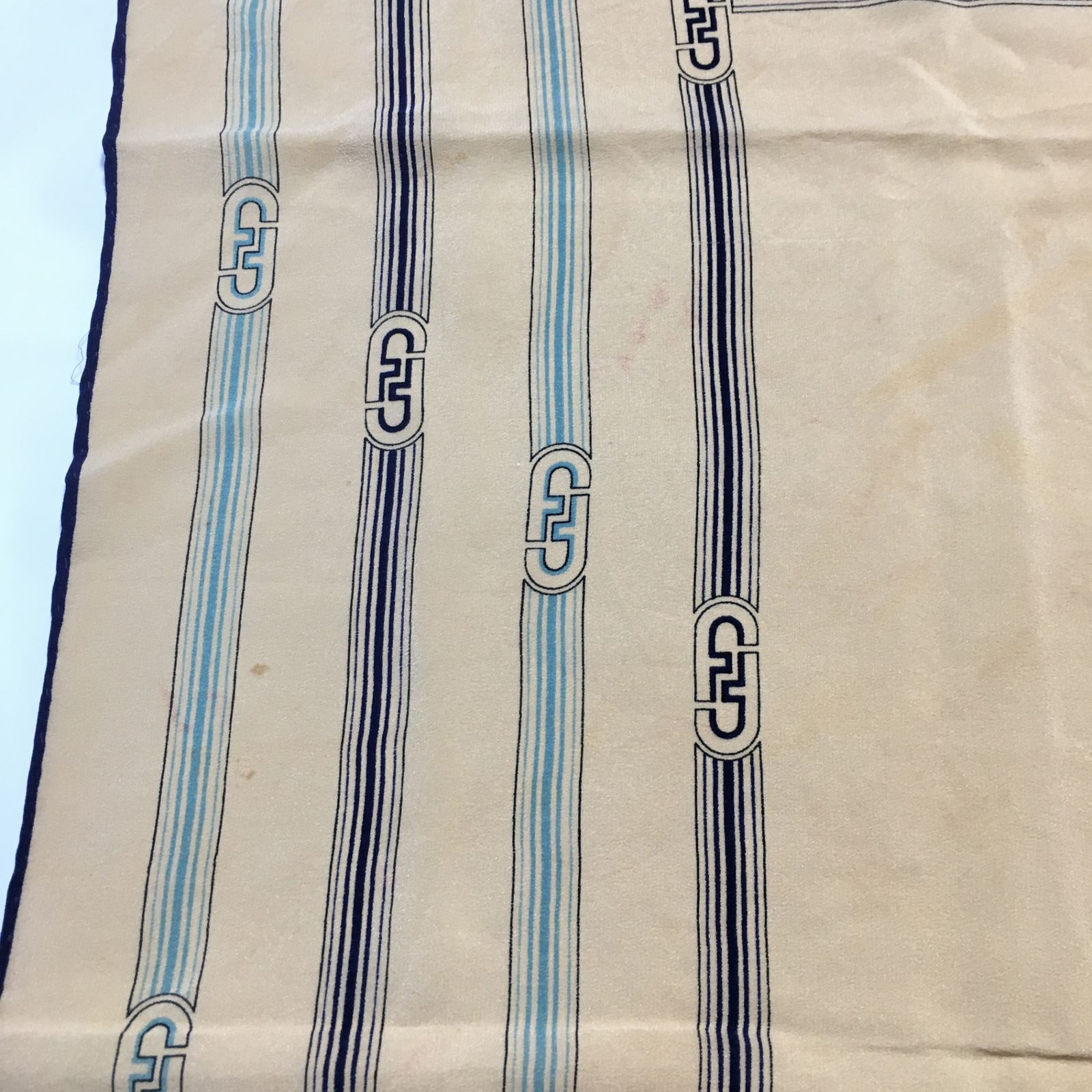 2508-163｜フェラガモ スカーフ シルク ネイビー