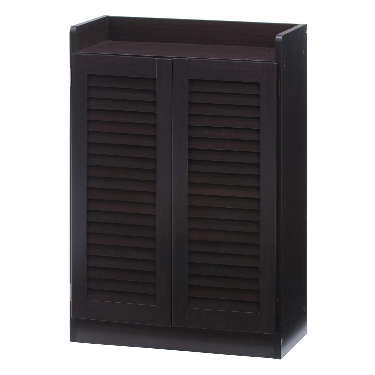 新着商品 下駄箱 シューズラック 4段 不二貿易 幅60×奥行33.5×高さ90cm ブラウン ルーバータイプ オープントップ 玄関収納 靴箱 98993