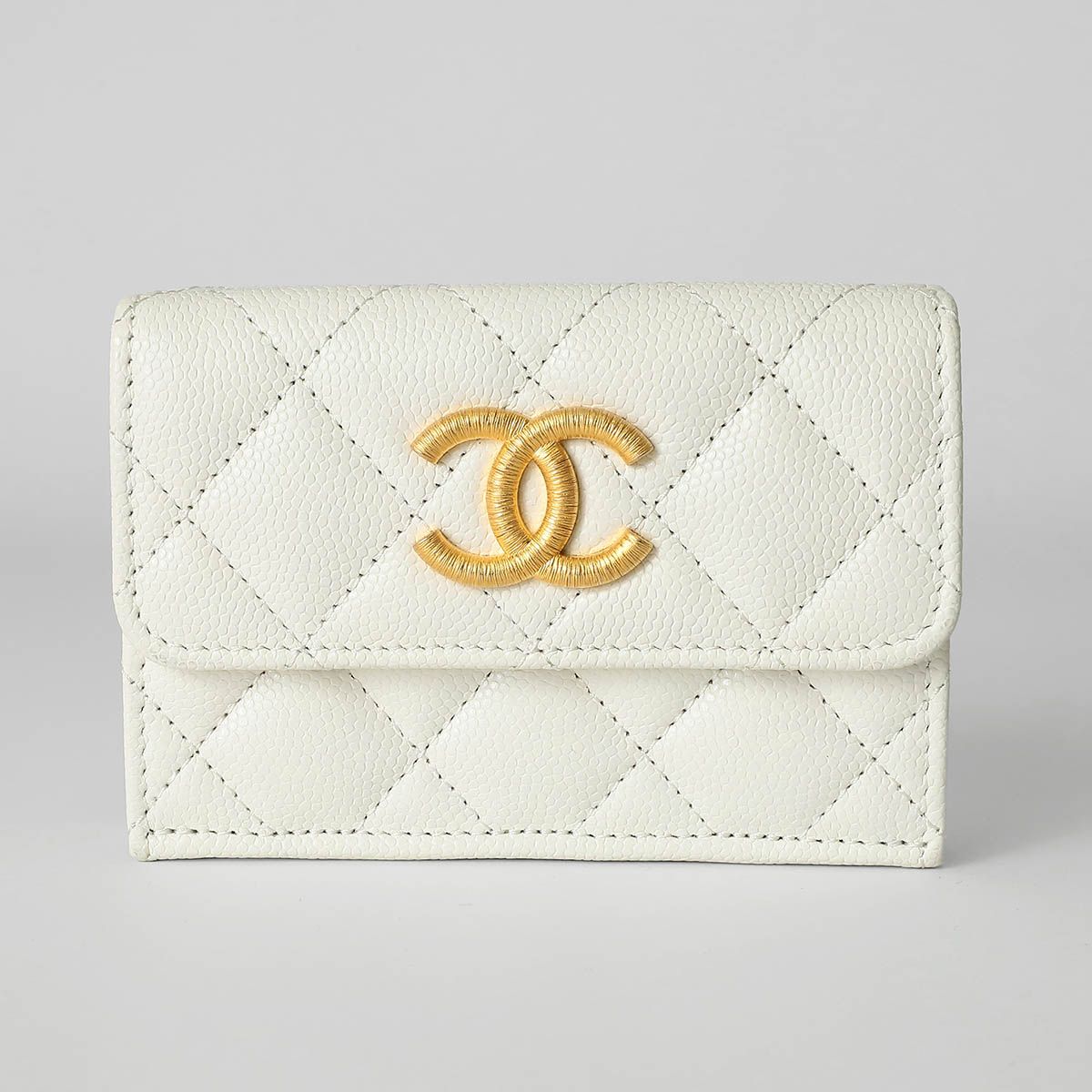 新品 シャネル CHANEL 3つ折り財布 スモールウォレット ホワイト 