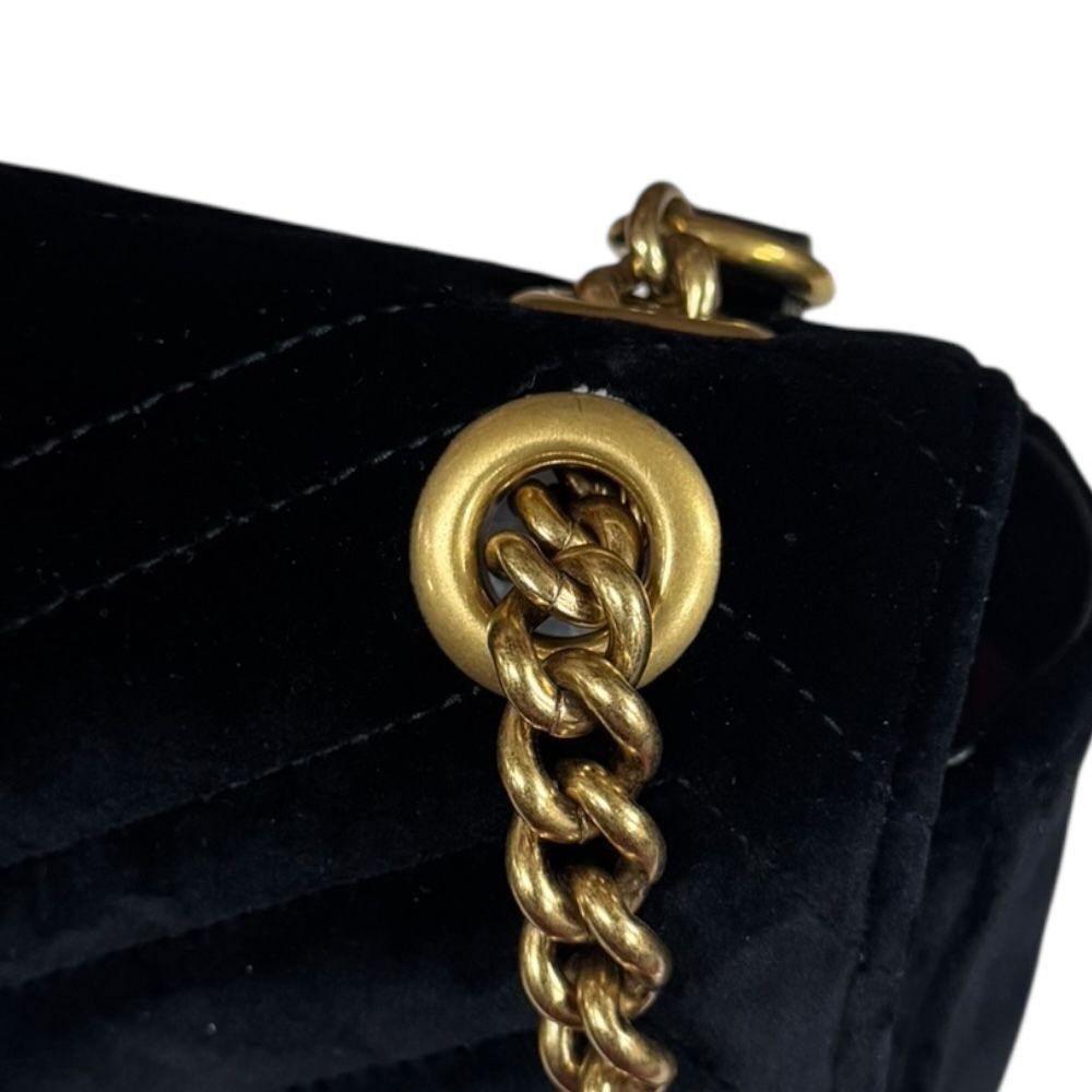グッチ GGマーモント ショルダーバッグ ベロア 443496 ブラック レディース GUCCI  中古 GUCCI（グッチ） GGマーモント ショルダーバッグ ベロア 443496