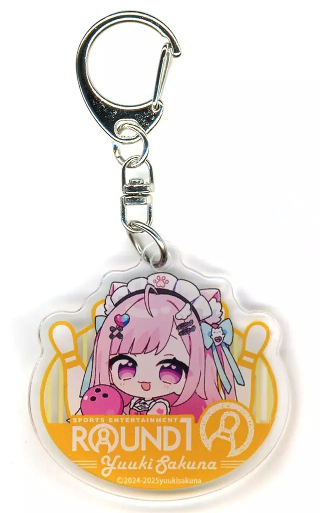 [Used] Key Holder Yuki Sakuna (SD/Bowling) “Virtual YouTuber Yuki Sakuna x Round 1 Collaboration Campaign Acrylic Key Holder”