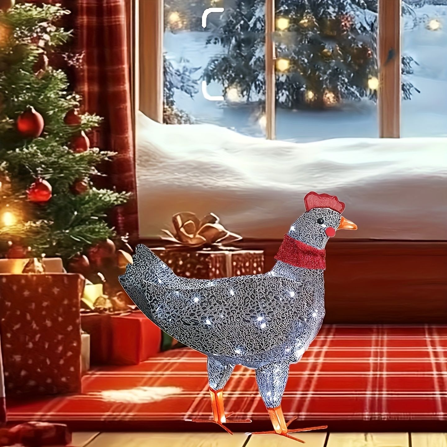 ナイトライト ベッドサイドランプ 卓上ライト オブジェ 置物 マフラーをしているニワトリ 鶏 キラキラ 間接照明 インテリア 寝室 授乳ライト テーブルライト テーブルランプ オシャレ ギフト プレゼント 誕生日 贈り物 金属 電池式