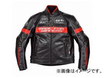 2輪 エルフ フェイクレザーブルゾン ブラック/レッド 選べる2サイズ EL-3247LTD