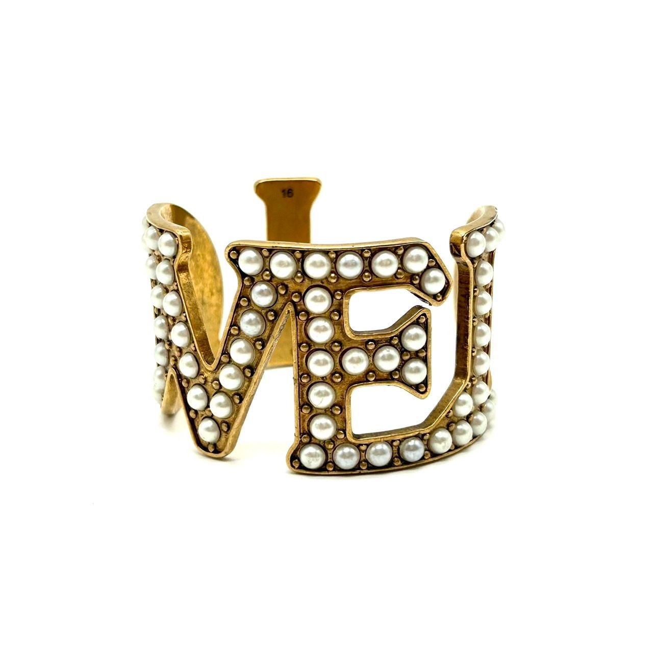 極美品 グッチ バングル ブレスレット LOVED パールモチーフ ブロンズ 美品☆GUCCI グッチ バングル ブレスレット LOVED ビジュー