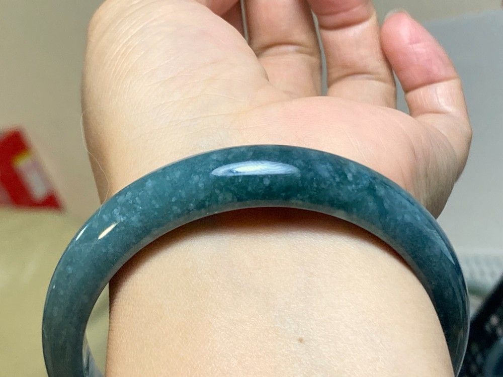 BG9-20 美品 糯氷種 深灰藍飃雪花 60.5MM グアテマラ産 本翡翠 