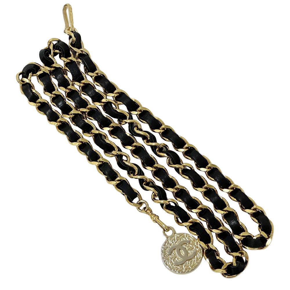 シャネル ライオンヘッド チェーンベルト ヴィンテージ ゴールド GP シャネル CHANEL ベルト レディース メンズ ブランド レザー GP