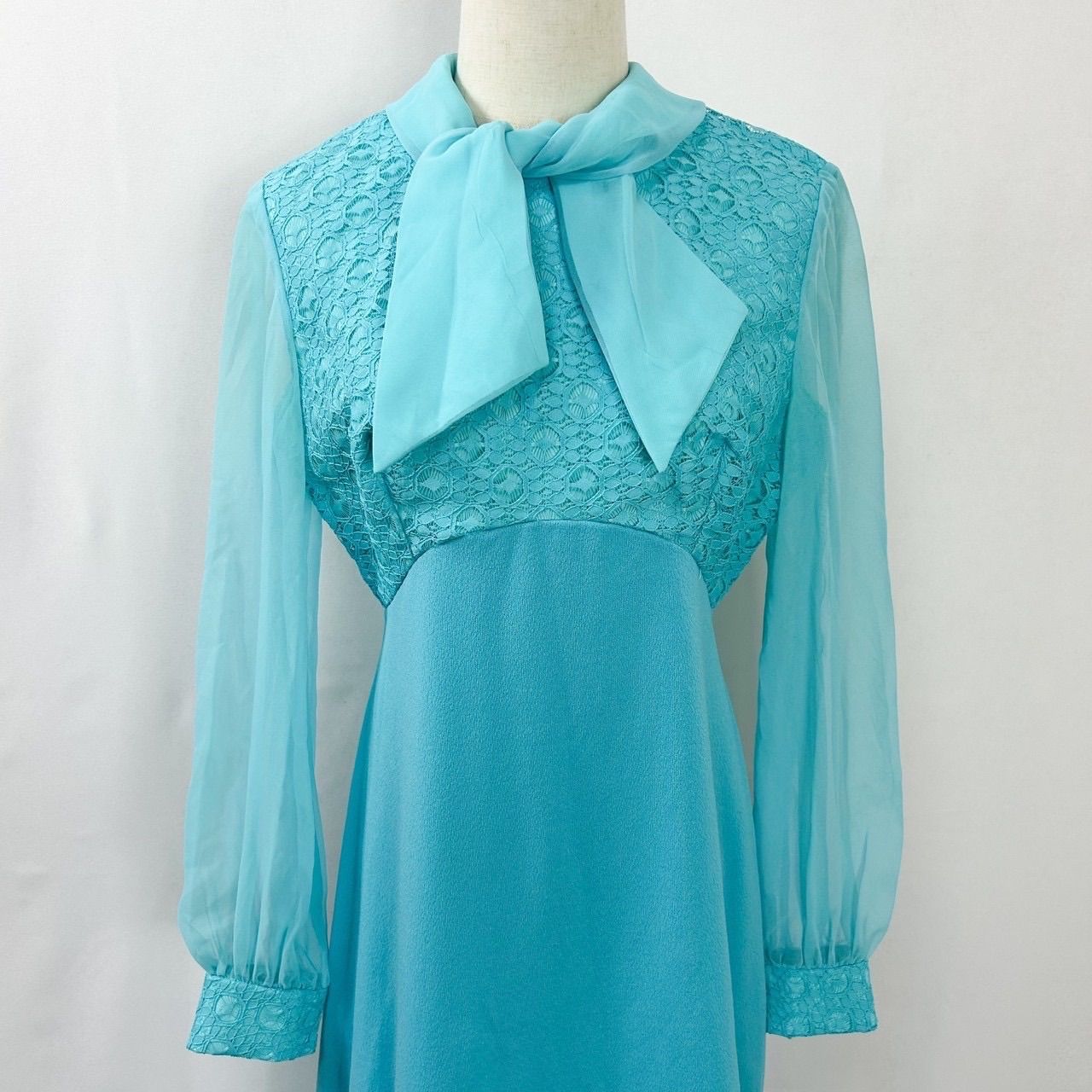 ヴィンテージ古着レース長袖ロングワンピースvintage ヴィンテージ 70s  