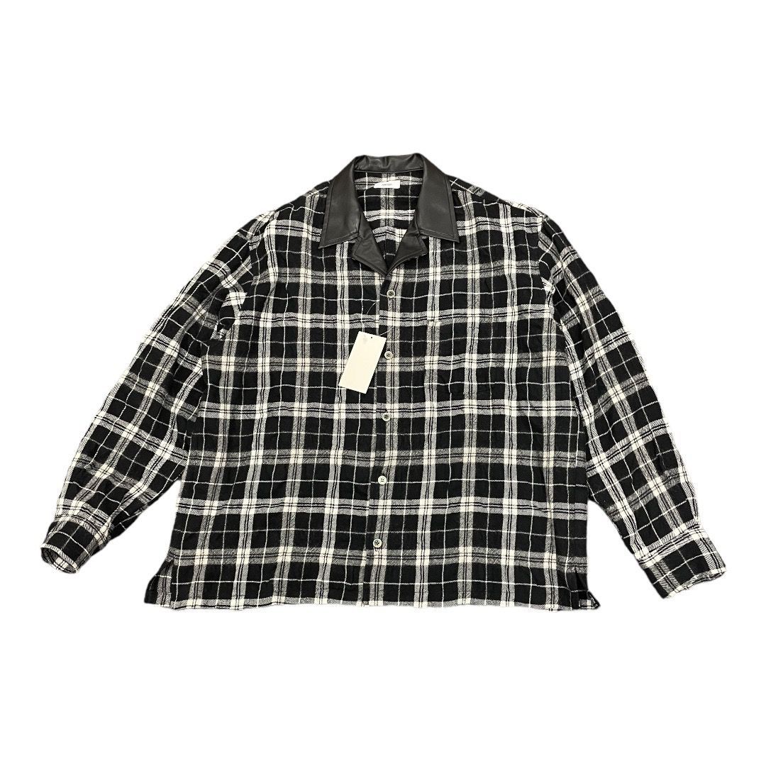 定価38500円 Allege 22AW Open Collar Check Shirt オープンカラー 