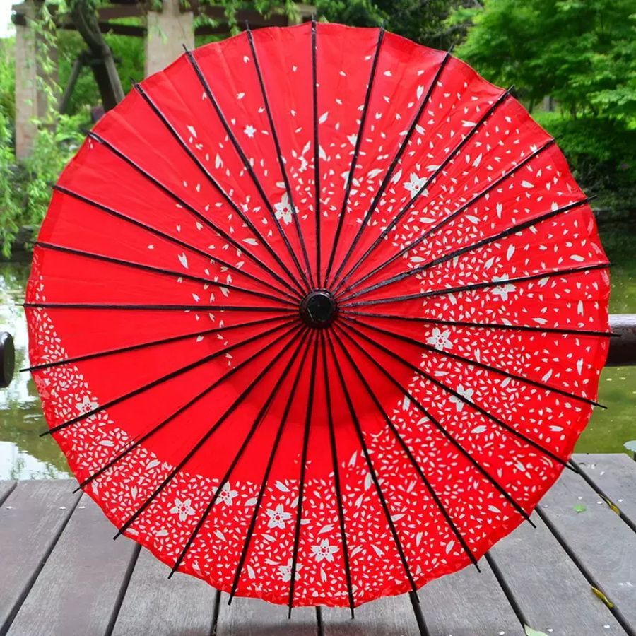 舞踊傘 紫色　桜吹雪　2本セット　蛇の目傘　日本舞踊　踊り　和傘　収納袋付き 和傘 踊り傘 日傘 直径84cm 長さ80cm コスプレ アイテム 桜