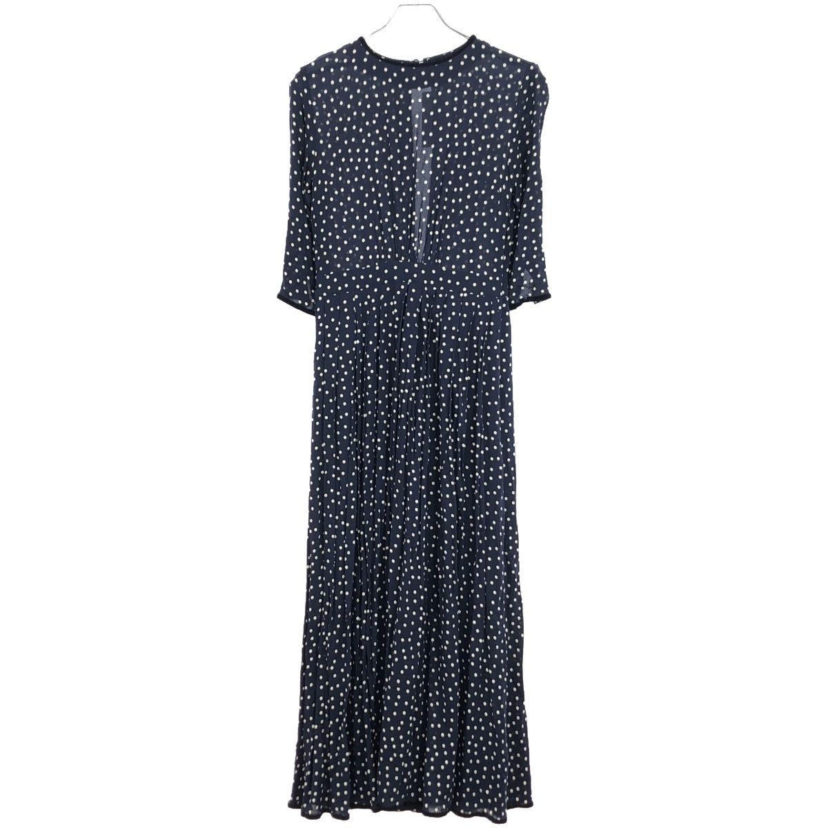 新品♡Sleeveless Tiered Onepiece ネイビー SINME シンメ ポルカドットレーヨンドレスワンピース K10-2