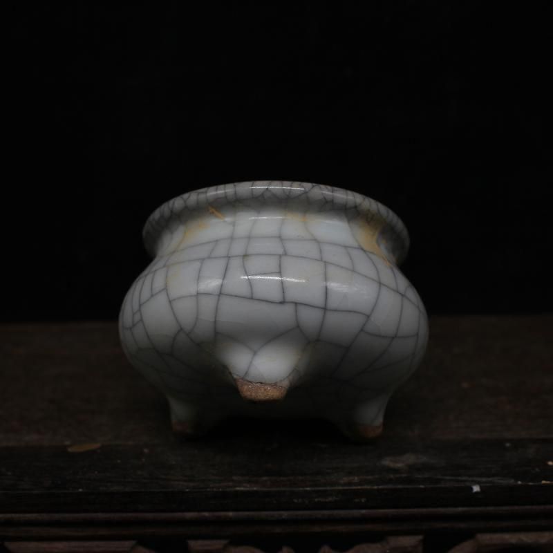 青釉双耳如意尊三足香炉 香道具 現代工芸品 美術品 装飾品 置物