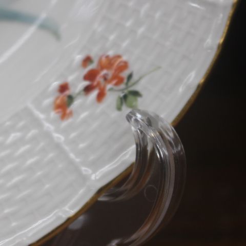 マイセン Meissen 自然主義 22.5cm 飾り皿 水仙 ボタン剣 1850年