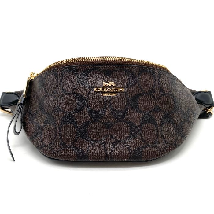COACH コーチ ロゴ シグネチャー レザー ウエスト ボディ バッグ eH09153A