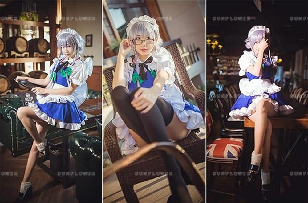 東方Project　十六夜咲夜　コスプレ衣装　ウィッグ付きフルセット Amazon.co.jp: 十六夜咲夜 コスプレ衣装/(ウィッグ 靴別売り